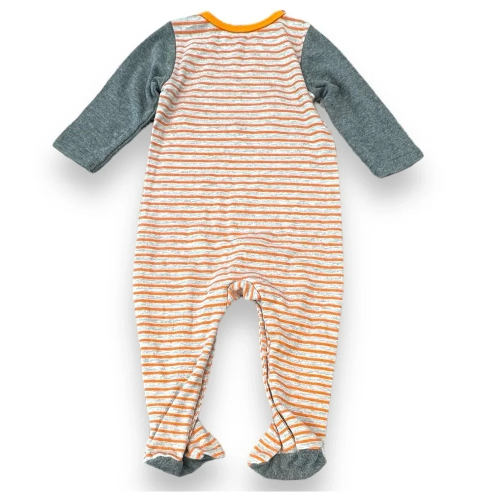 Boys 9M Appliqué Thanksgiving Football Footed Coverall